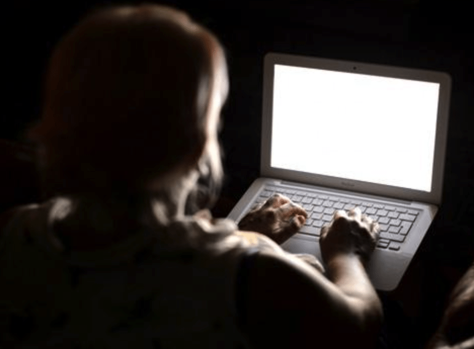 person on a computer