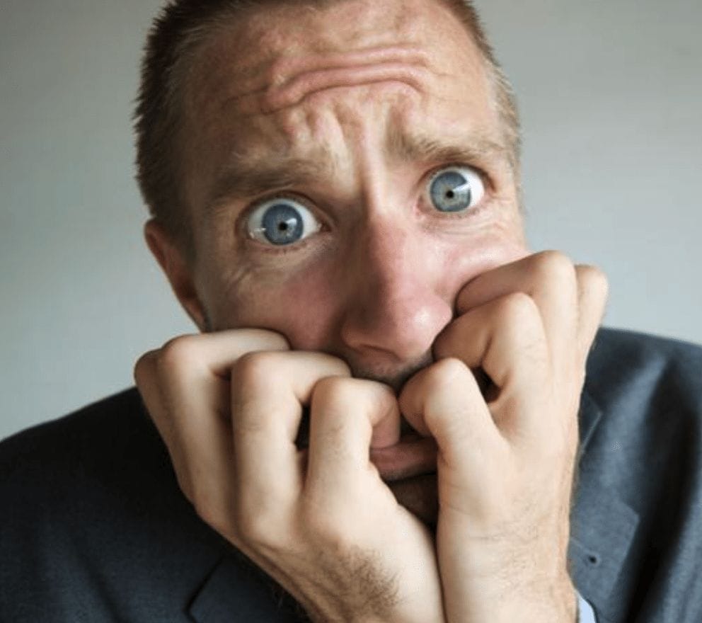scared business man