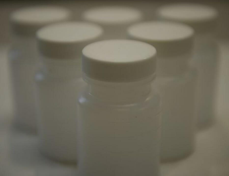 pee bottles ready for aquiring samples