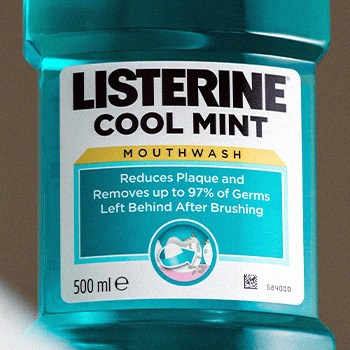 Listerine mouth wash brand close up image
