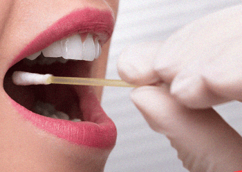 Close up swab drug test procedure