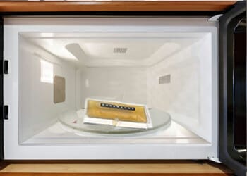 A synthetic urine inside a microwave