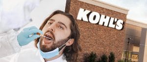 Kohl's outdoor and a man taking a saliva test