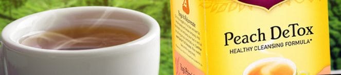Yogi Detox Tea Brand in a green background