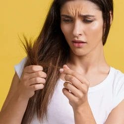 Woman problematic about her hair 