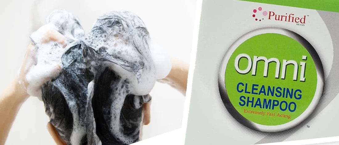 Omni Cleansing Shampoo Review (2025) Is It Worth Buying? Woman putting shampoo on hair with Omni Cleansing Shampoo