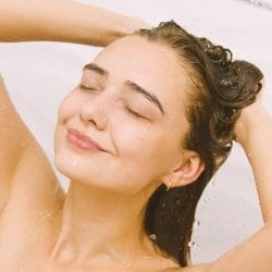 Woman washing her hair