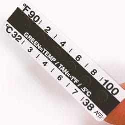 A drug test temperature strip