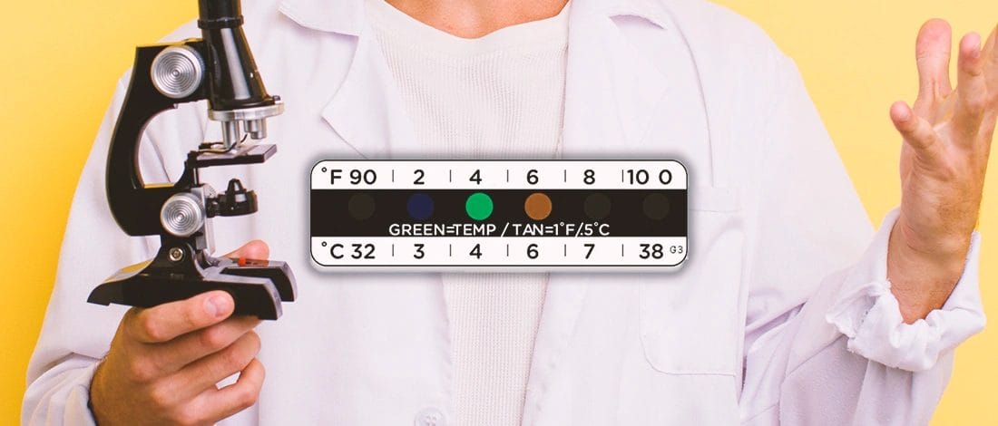 How to Read a Temperature Strip on a Drug Test? (2 Methods) A drug test temperature strip with a scientist in the back