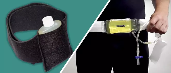 A comparison image of synthetic urine belt and leg strap