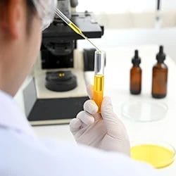 An expert creating the formula of synthetic urine in the laboratory